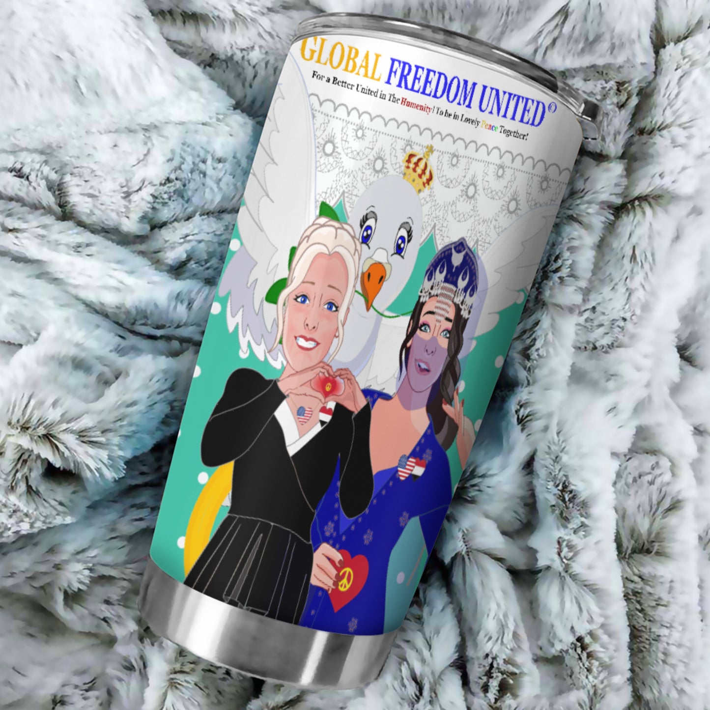 Tumbler GLOBAL FREEDOM UNITED© Women Yemen & USA Green