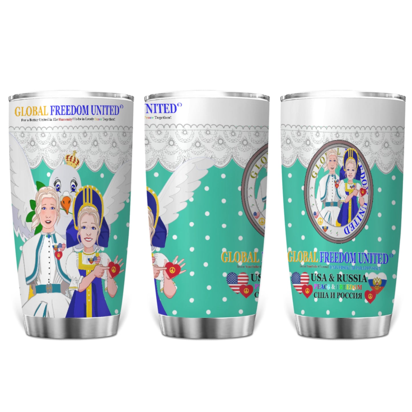 Tumbler GLOBAL FREEDOM UNITED© Women Russia & USA Green