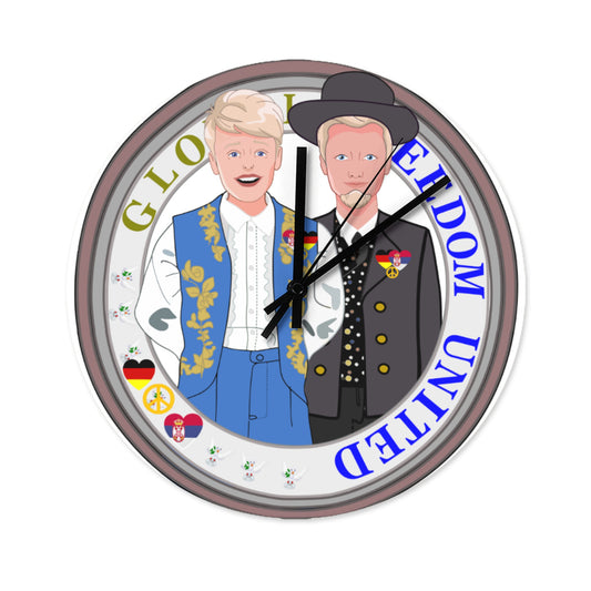 Wooden Wall Clock Without Scale GLOBAL FREEDOM UNITED© Men Serbia & Germany V2