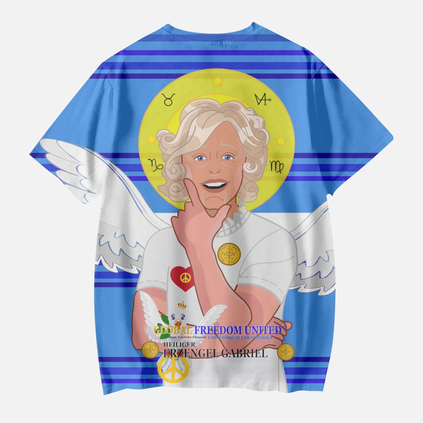 AOP Kids' Short T-Shirts GLOBAL FREEDOM UNITED© ARCHANGEL GABRIEL GERMAN DEEP BLUE