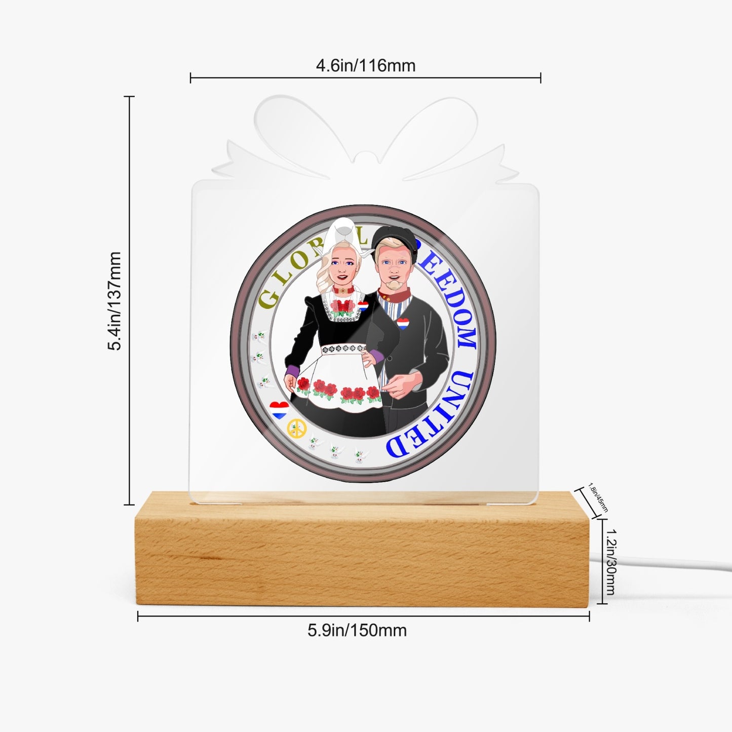 GLOBAL FREEDOM UNITED© Couple Nederland Acrylic Plaque with  Stand - Gift Shape