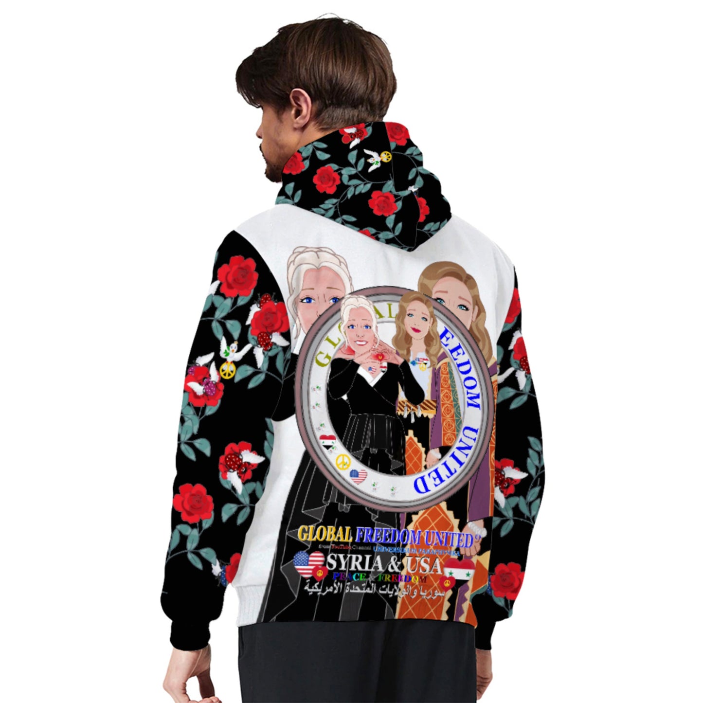 Plush Hoodie GLOBAL FREEDOM UNITED© Women Syria & USA Big