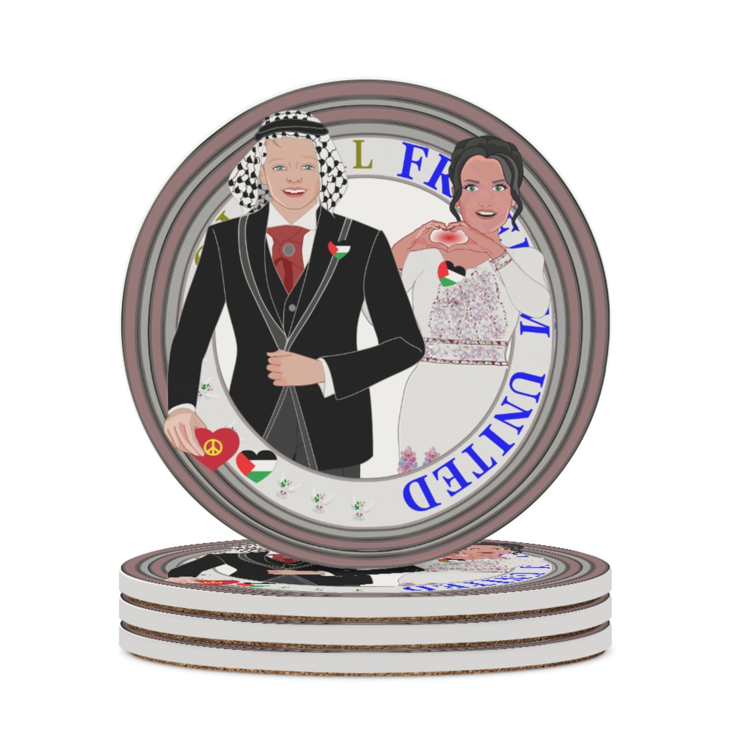 Ceramic Coasters Global Freedom United© Couple Palestina