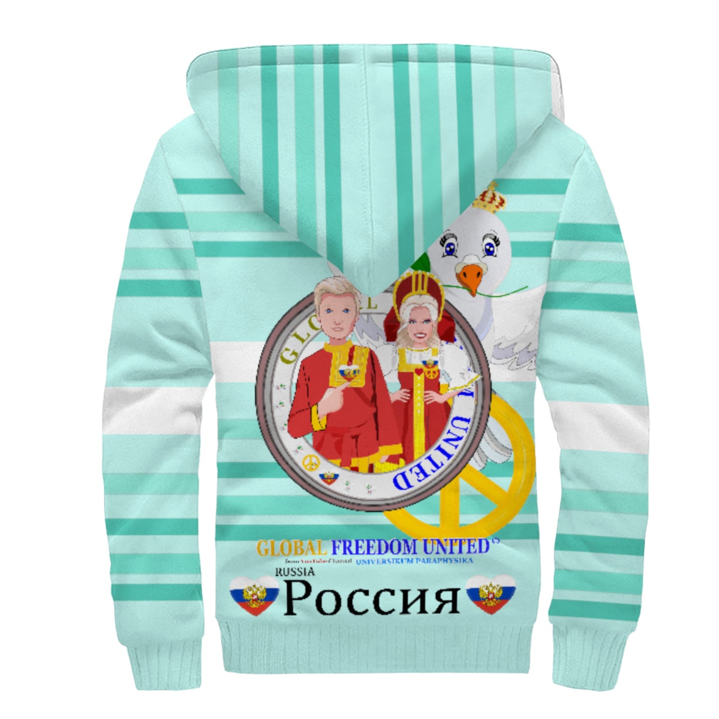 Plush Hoodie GLOBAL FREEDOM UNITED© Couple Russia Light Green