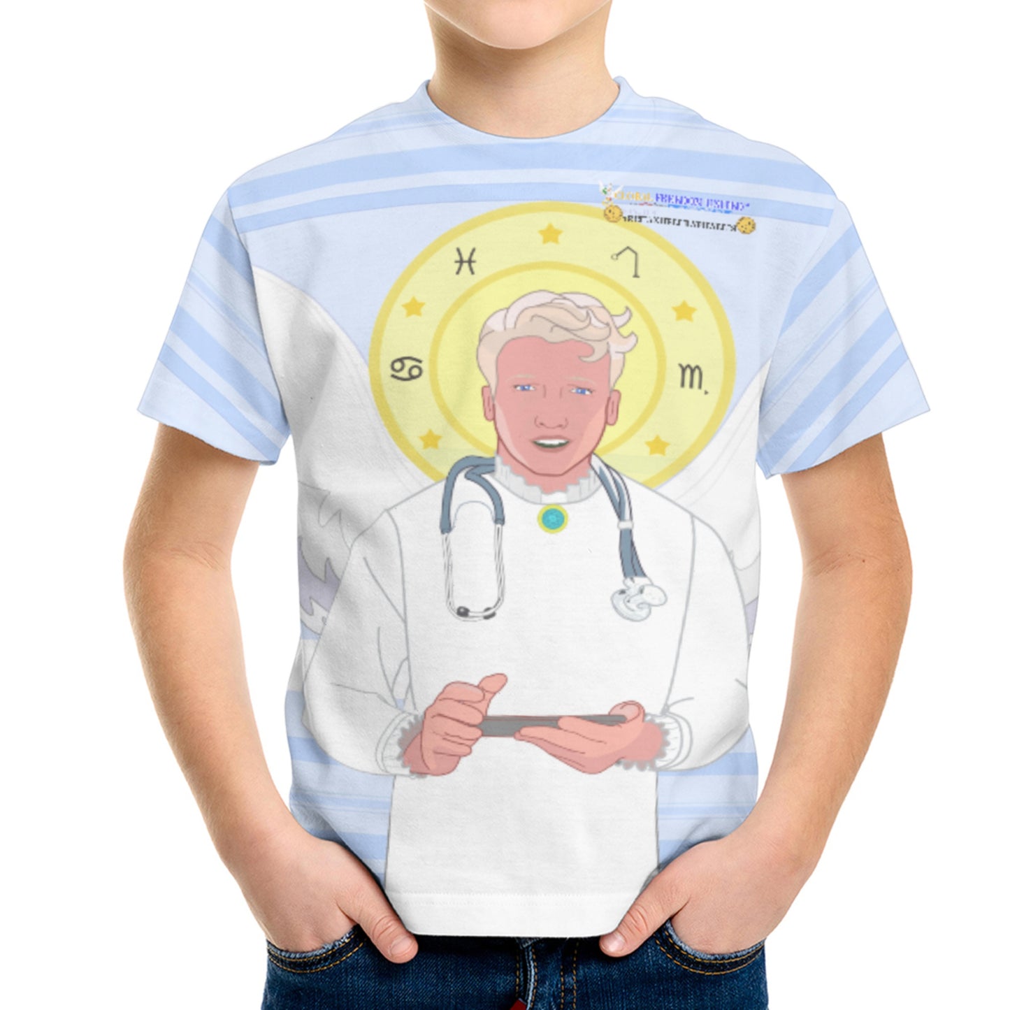 Kid´s T-shirt Global Freedom United© Archangel Rafael Old Latin Light Blue