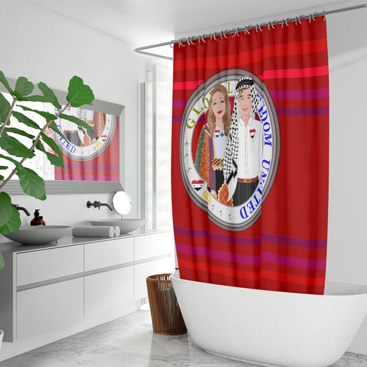 GLOBAL FREEDOM UNITED© Couple Syria Red - Quick-drying Shower Curtain