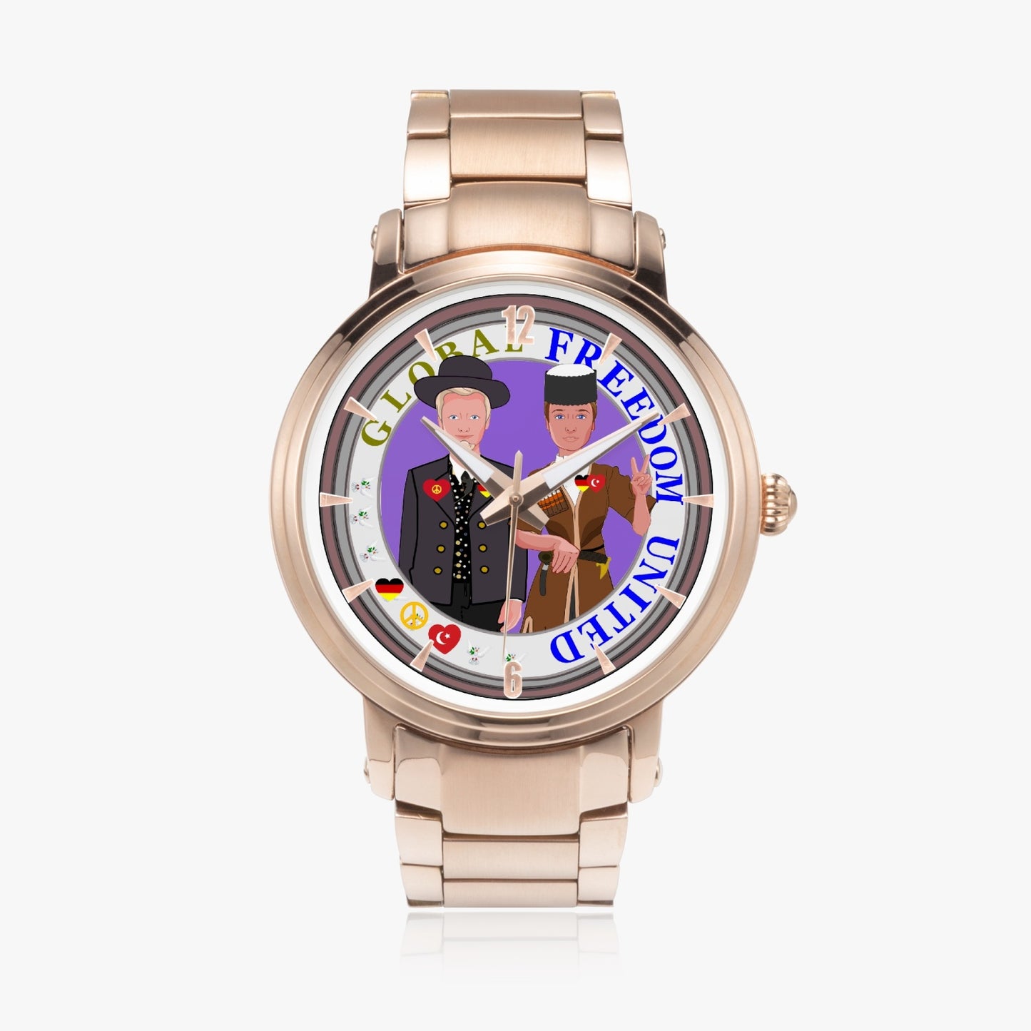 GLOBAL FREEDOM UNITED© New Steel Strap Automatic Watch (With Indicators) Men Germany & Tukrey