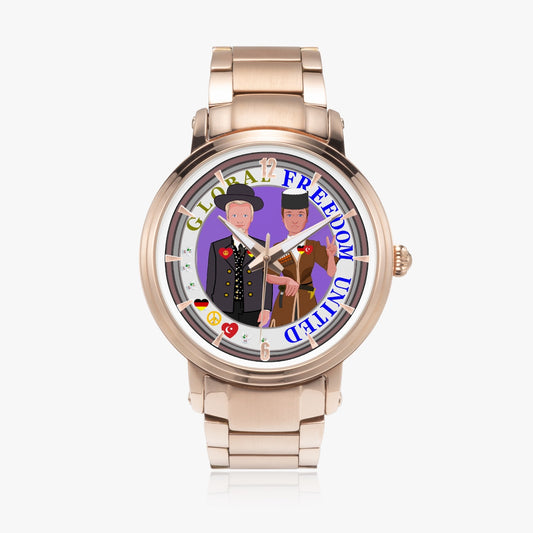 GLOBAL FREEDOM UNITED© New Steel Strap Automatic Watch (With Indicators) Men Germany & Tukrey