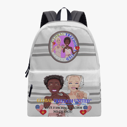 GLOBAL FREEDOM UNITED WOMEN ANTI FASCISM & RACISM OLD PEACE GREY All-over-print Canvas Backpack