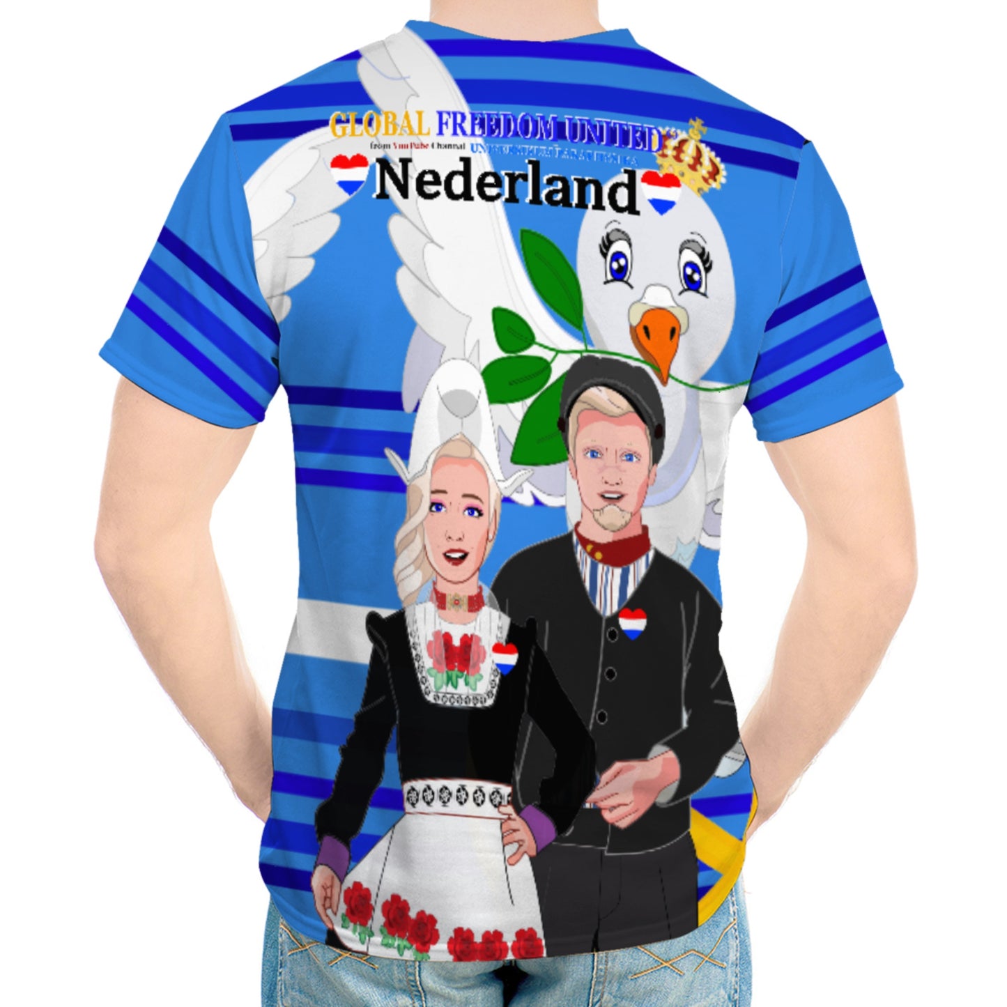 Men´s T-shirt GLOBAL FREEDOM UNITED© Couple Nederland Deep Blue