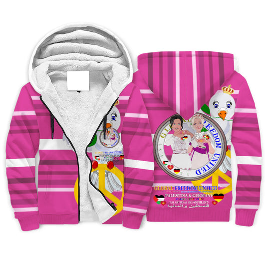 Plush Hoodie GLOBAL FREEDOM UNITED© Women Palestina & Germany Pink