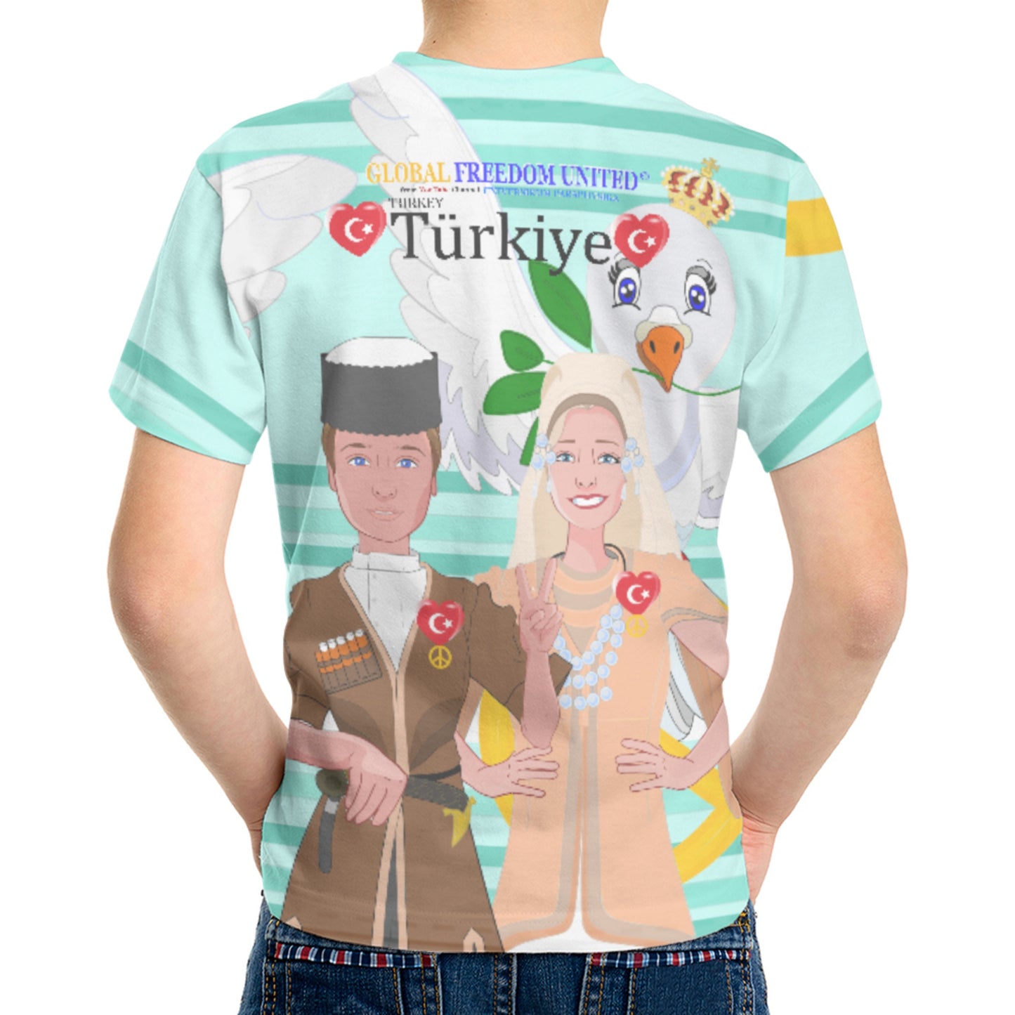 Kid´s T-shirt GLOBAL FREEDOM UNITED© Couple Turkey Light Green