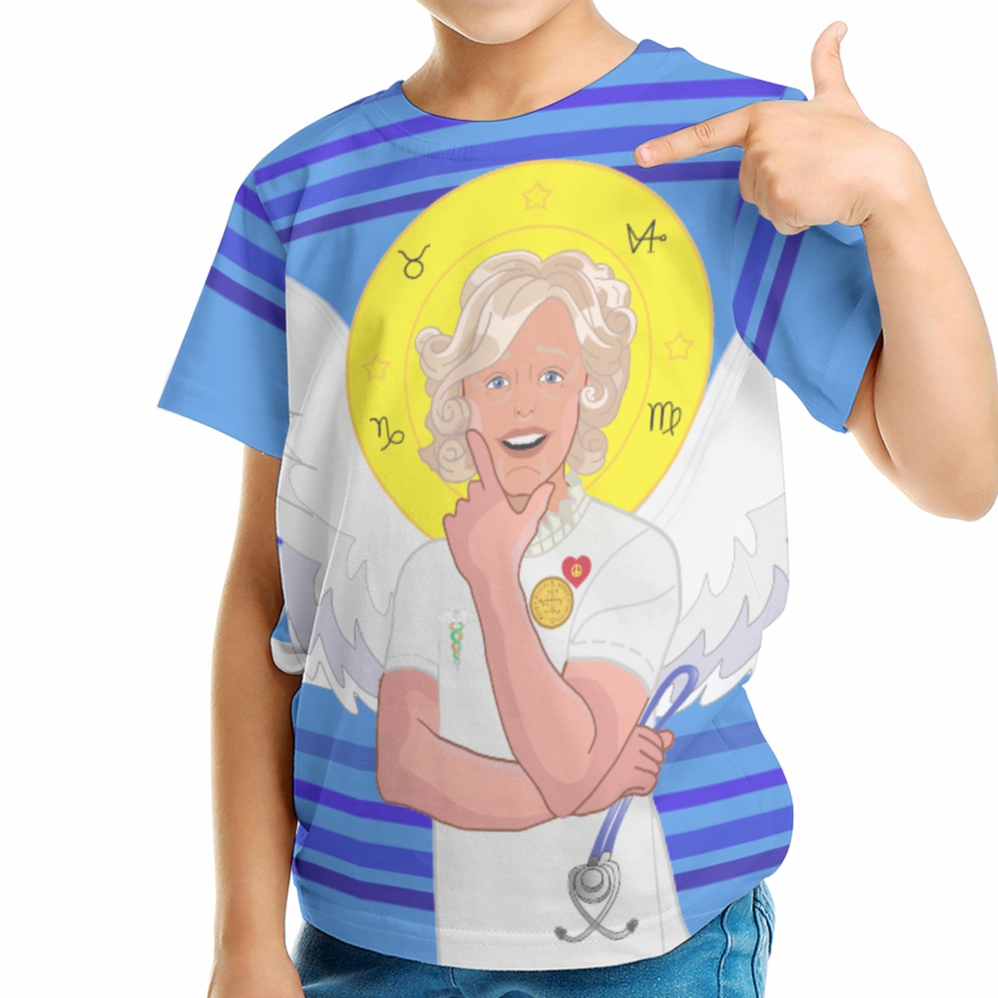 Kid´s T-shirt 2 GLOBAL FREEDOM UNITED© Archangel Gabriel Serbia  Deep Blue