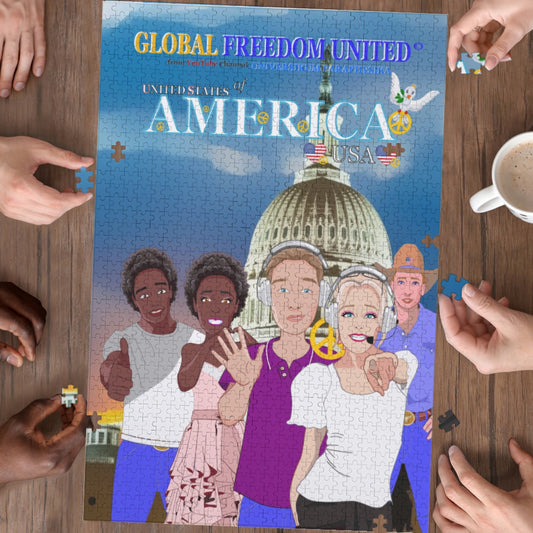 Puzzle GLOBAL FREEDOM UNITED© Couple USA Afro American &  Nordish American