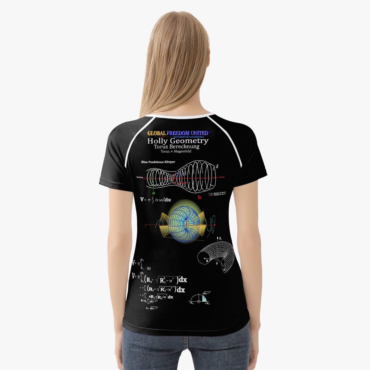 HOLLY GEOMETRY TORUS CODE GLOBAL FREEDOM UNITED© Handmade AOP Women T-shirt