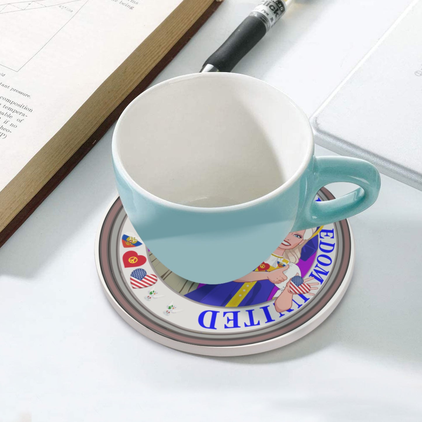 Ceramic Coasters GLOBAL FREEDOM UNITED© Women Russia & USA