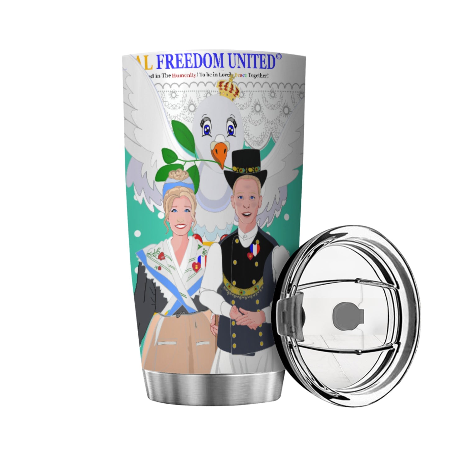 Tumbler GLOBAL FREEDOM UNITED© Couple French Green