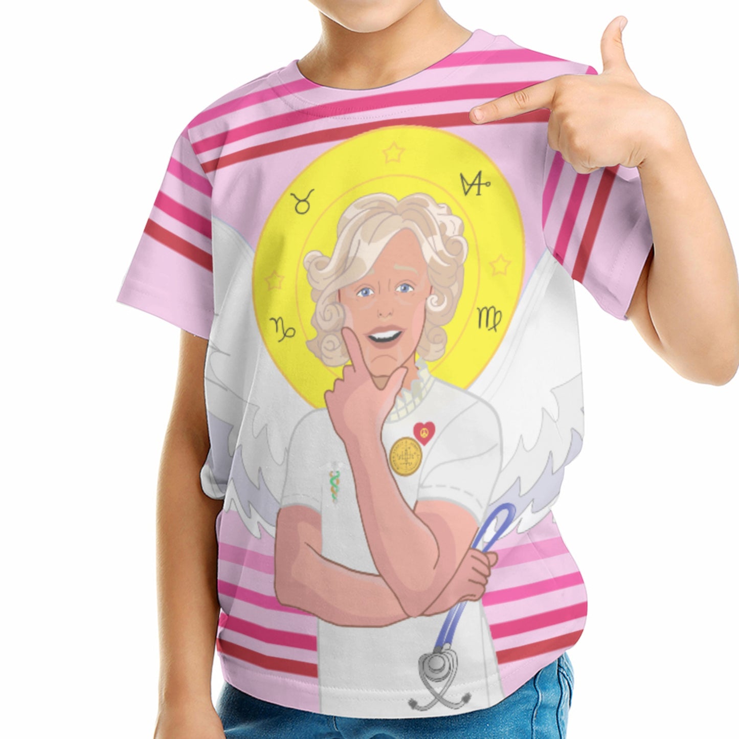 Kid´s T-shirt 2 GLOBAL FREEDOM UNITED© Archangel Gabriel Croatia  Pink1