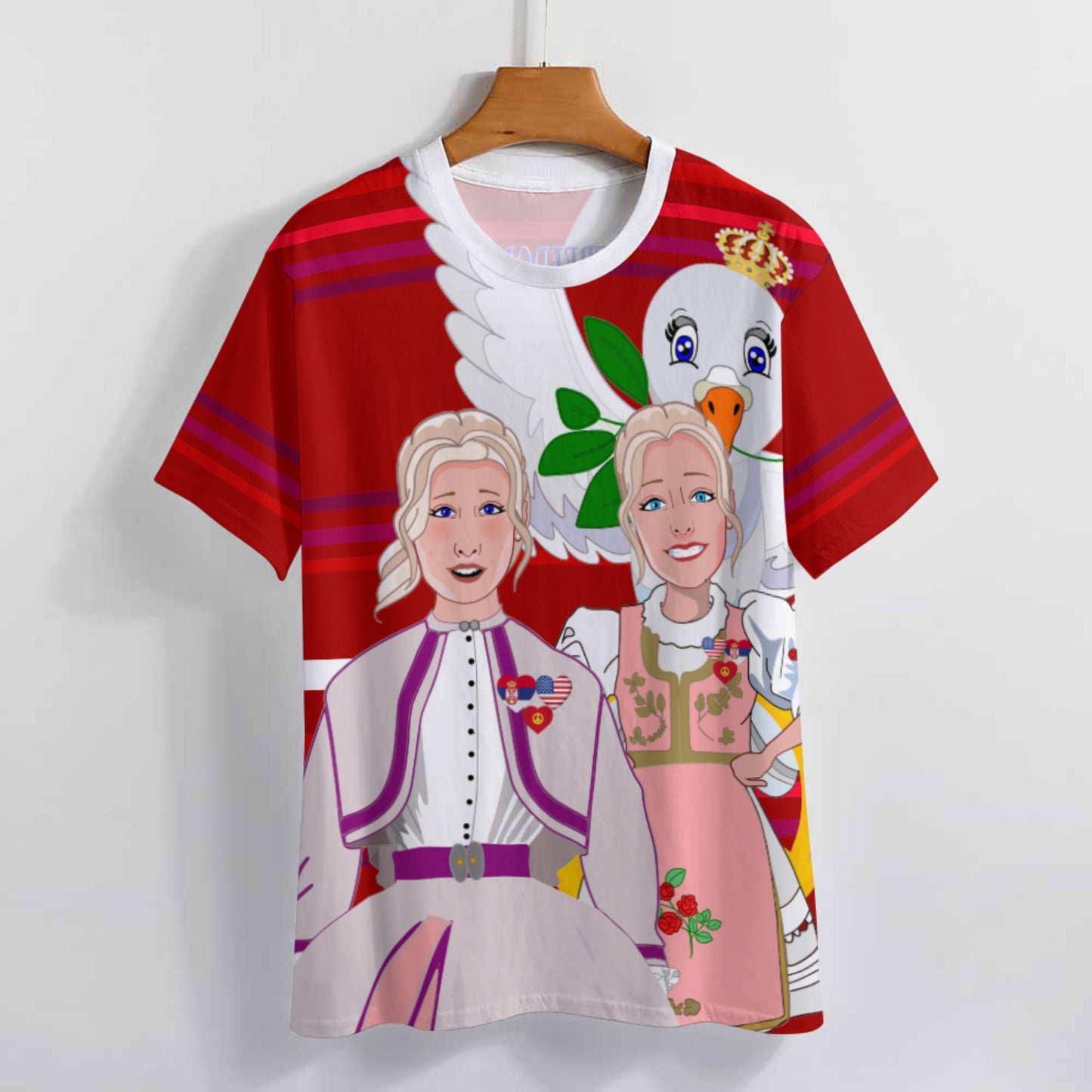 Women´s T-shirt 3 GLOBAL FREEDOM UNITED© Women Serbia & USA Red