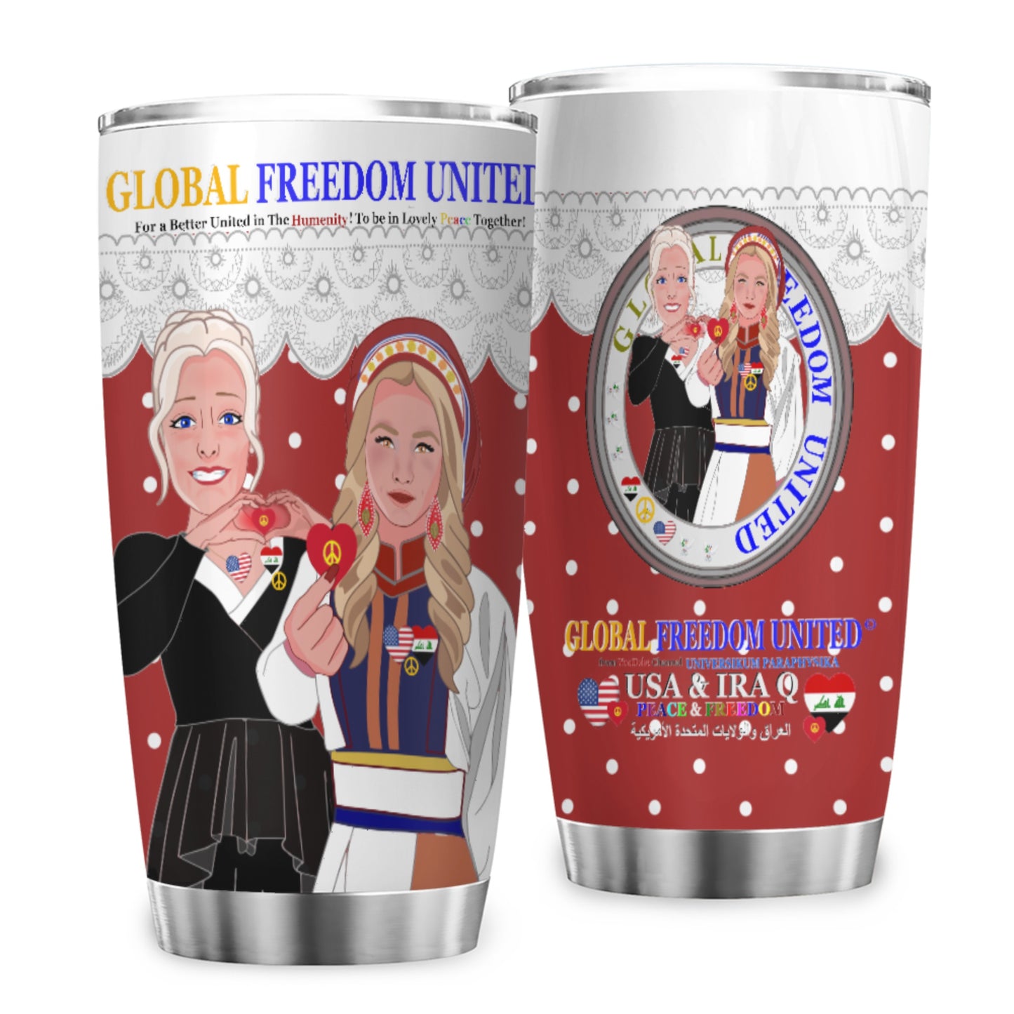 Tumbler GLOBAL FREEDOM UNITED© Women Iraq & USA Red