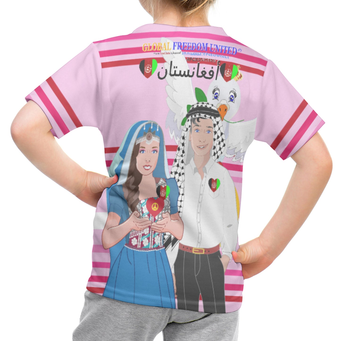 Kid´s T-shirt GLOBAL FREEDOM UNITED© Couple Afghanistan Pink 1