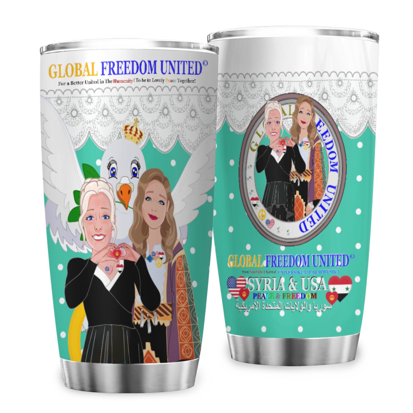 Tumbler GLOBAL FREEDOM UNITED© Women Syria & USA Green
