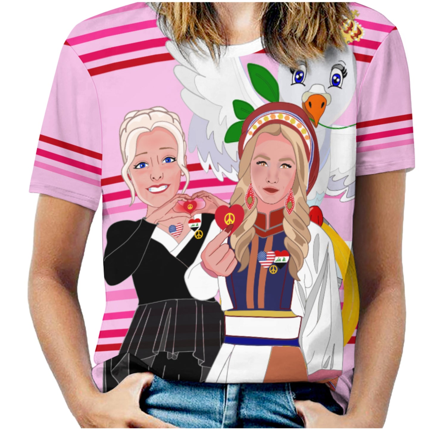 Women´s T-Shirt 3 GLOBAL FREEDOM UNITED© Women Iraq & USA Pink1