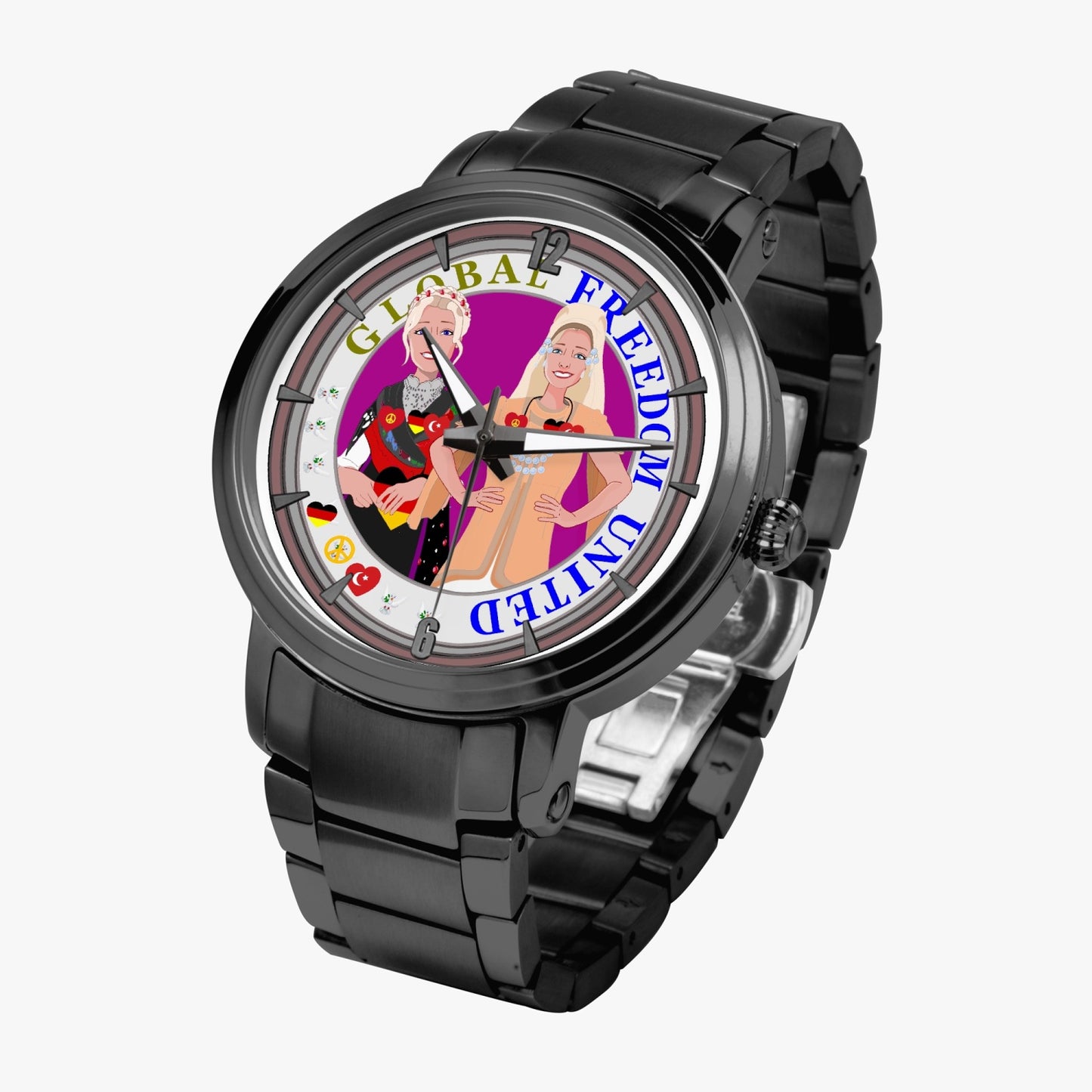 New Steel Strap Automatic Watch (With Indicators) GLOBAL FREEDOM UNITED GERMANY & TURKEY