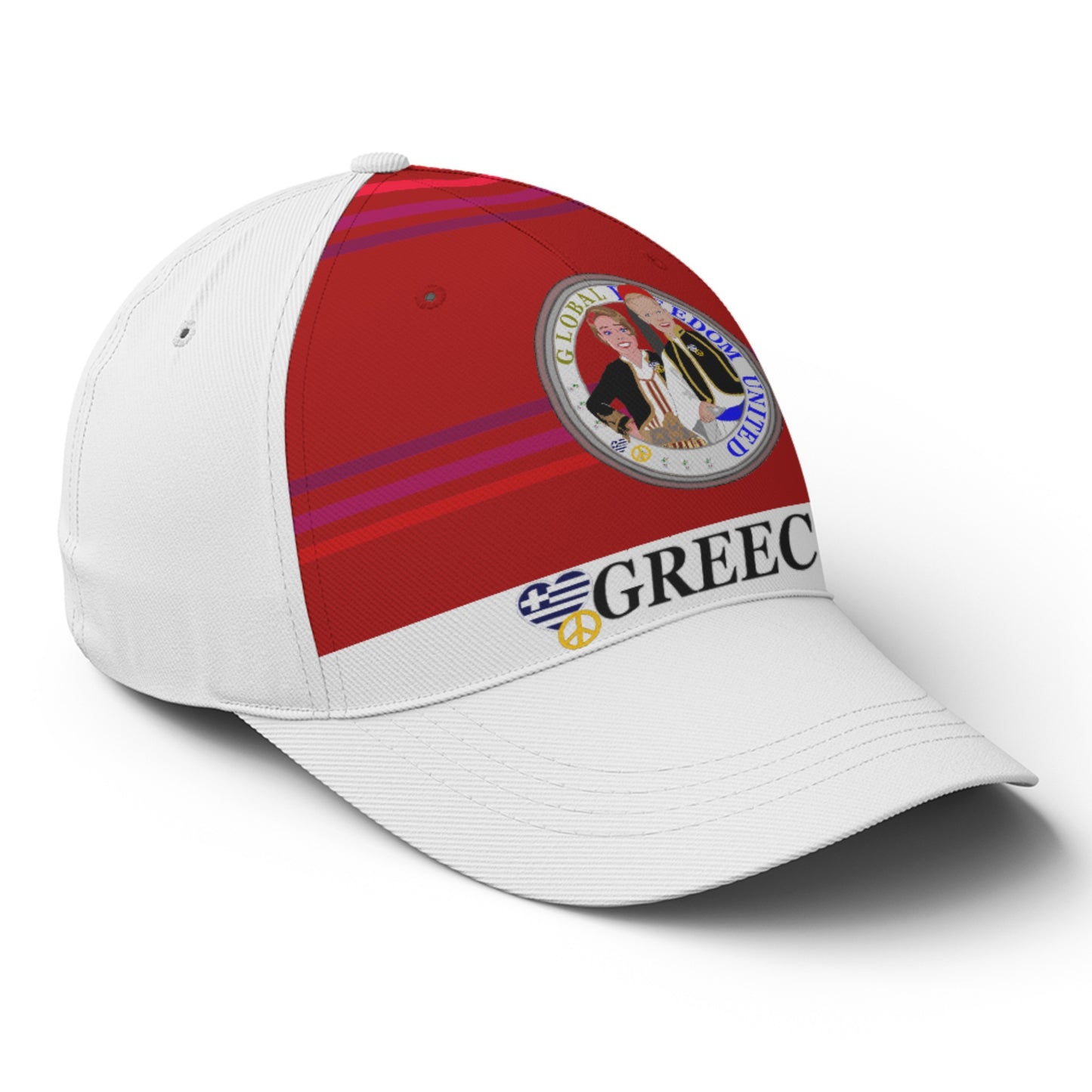 Basketball Cap GLOBAL FREEDOM UNITED© Couple Greece Red