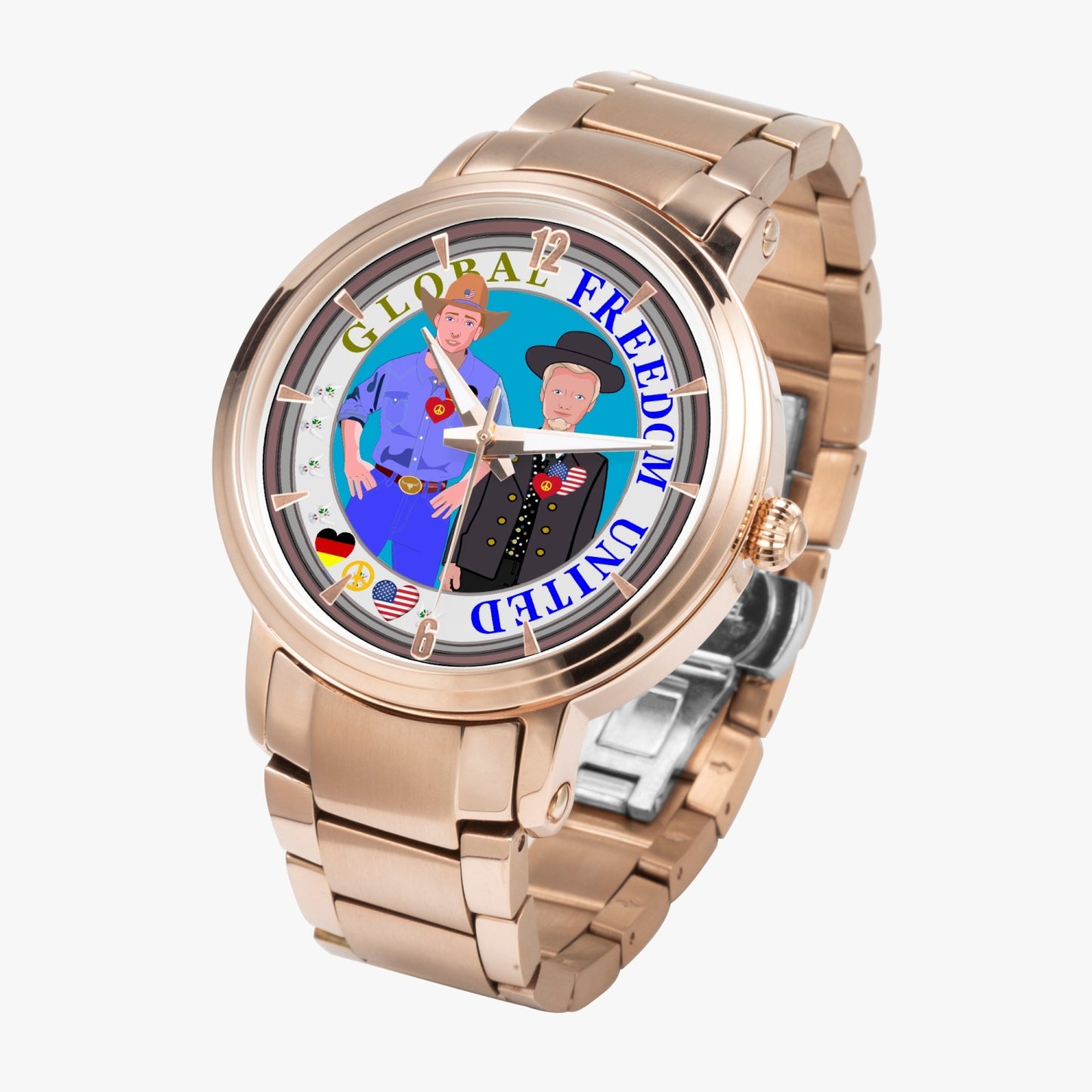 GLOBAL FREEDOM UNITED© New Steel Strap Automatic Watch (With Indicators) Men Germany & USA