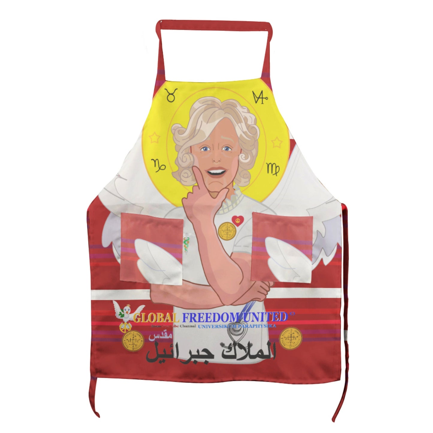 Apron GLOBAL FREEDOM UNITED© Archangel Gabriel Arabic Red