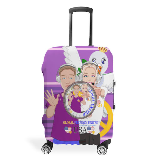 Luggage Cover GLOBAL FREEDOM UNITED© Couple USA Wight American Lilac