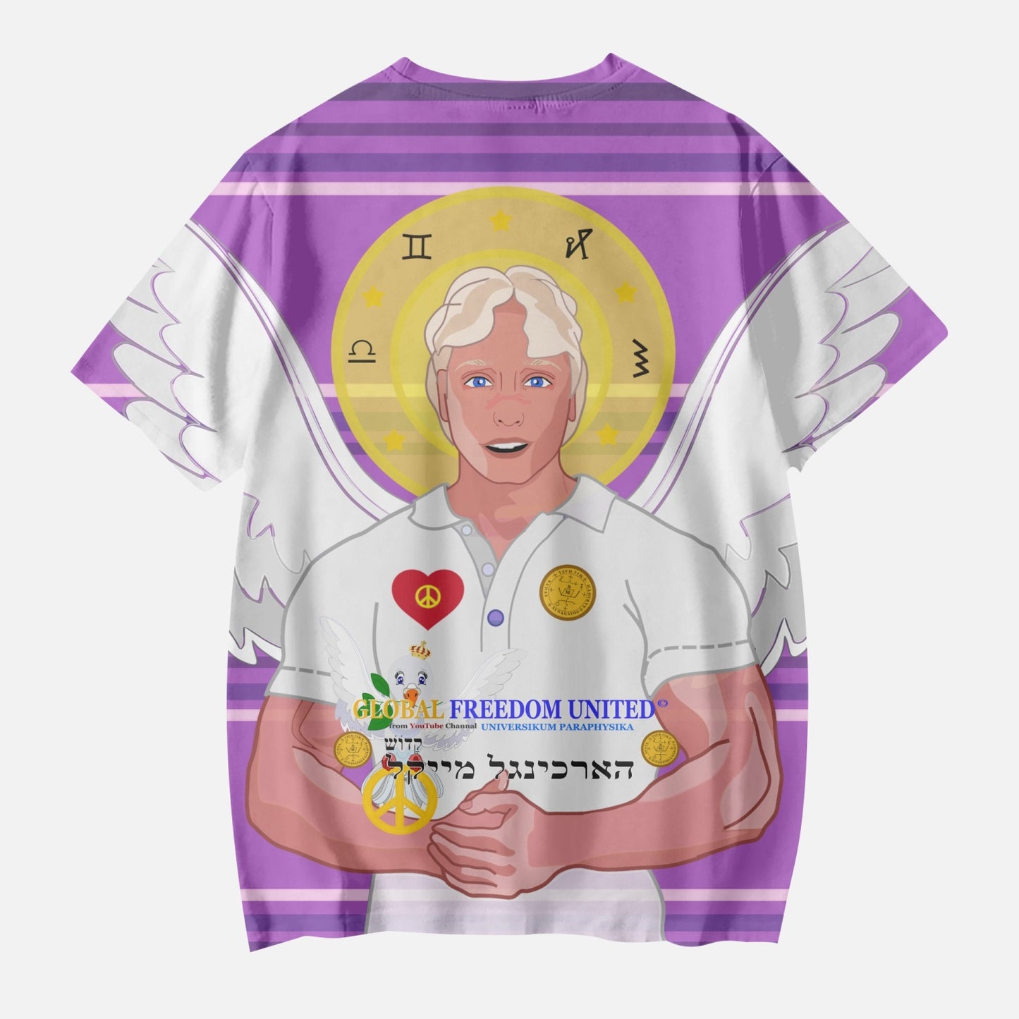 AOP Kids' Short T-Shirts FREEDOM UNITED ARCHANGEL MICHAEL HEBREW LILAC