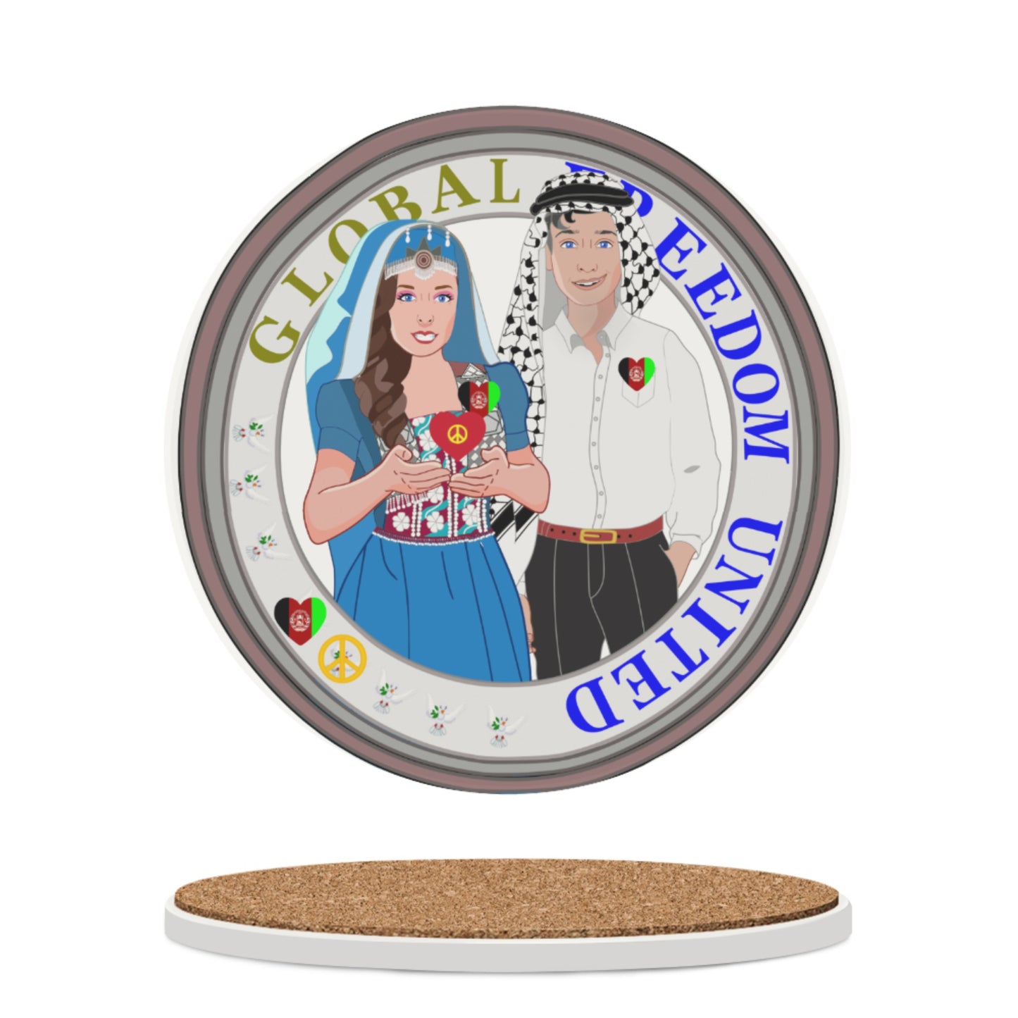 Ceramic Coasters GLOBAL FREEDOM UNITED© Couple Afghanistan