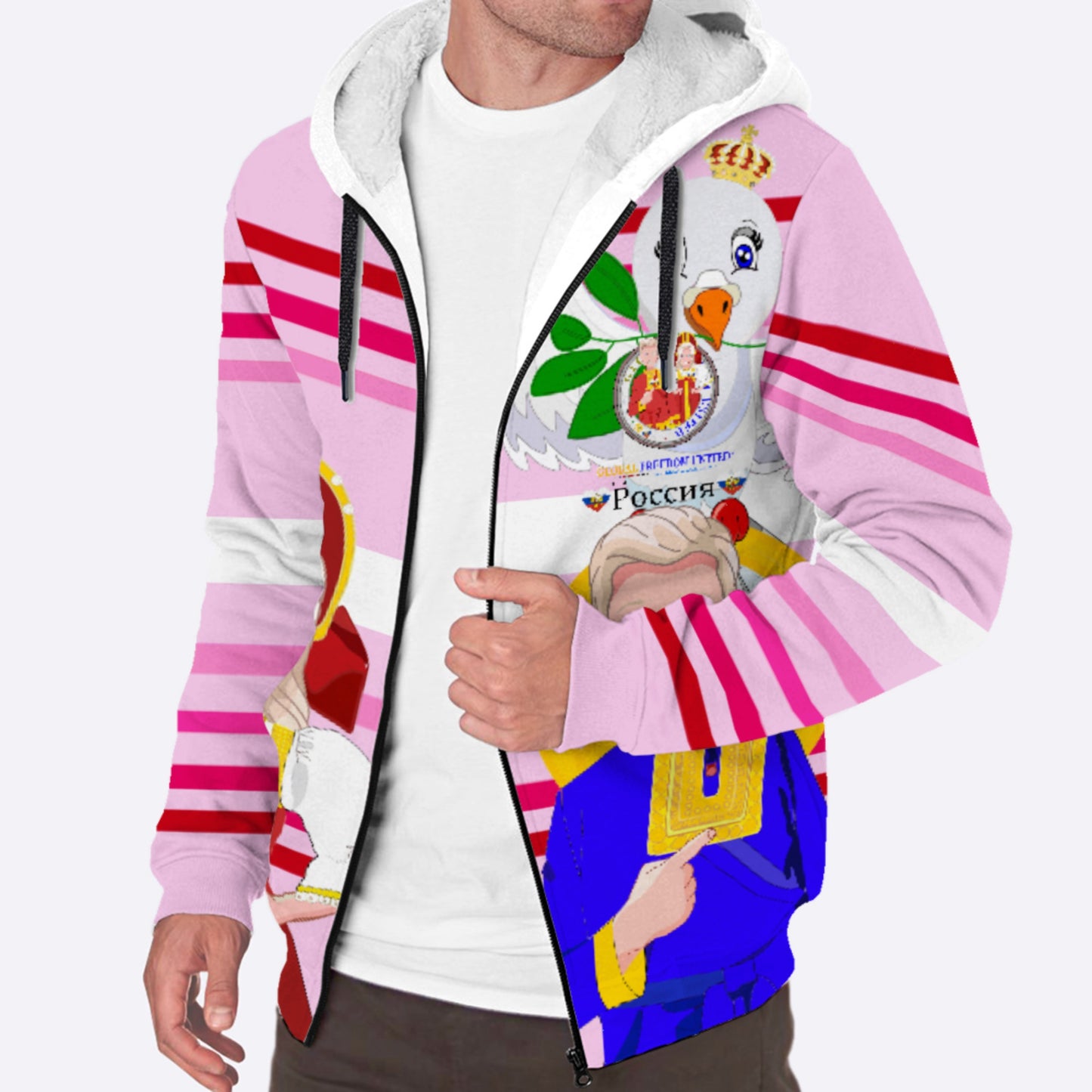 Plush Hoodie GLOBAL FREEDOM UNITED© Couple Russia Pink1