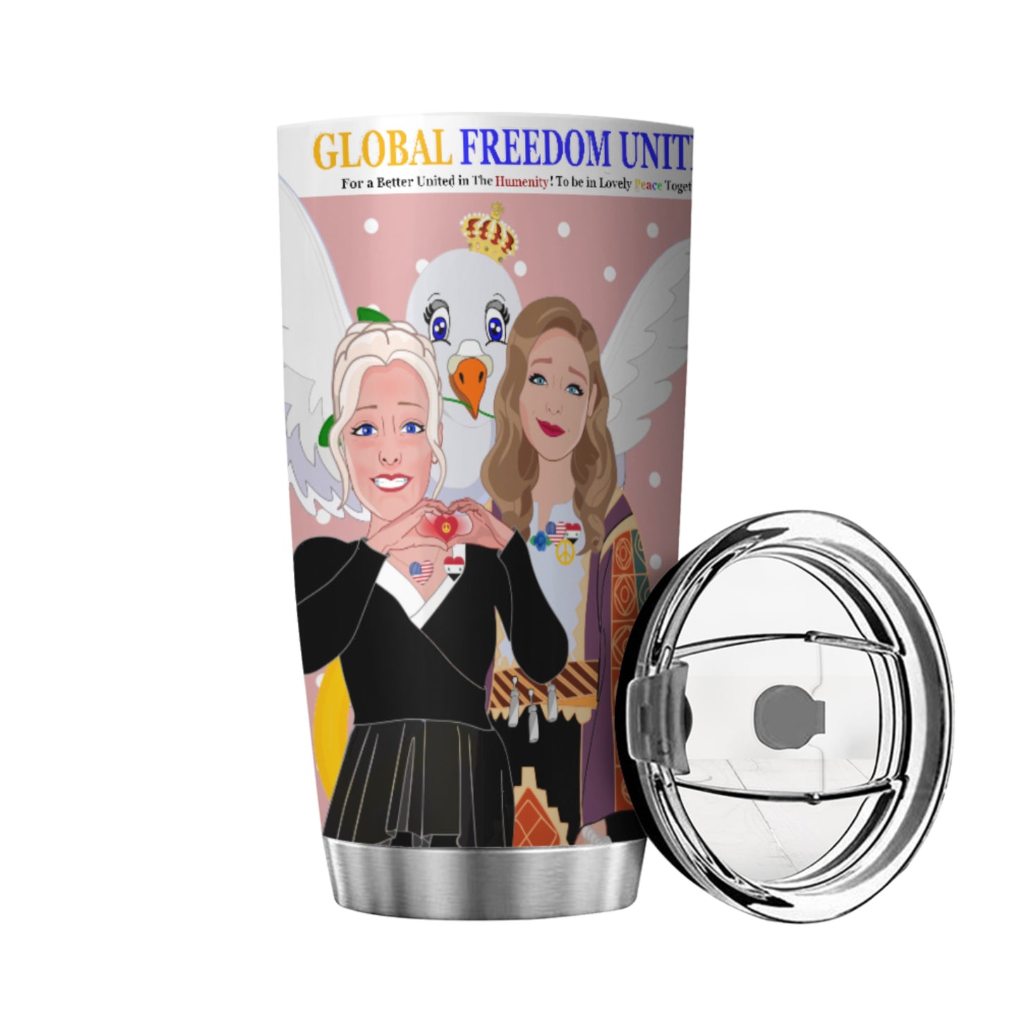 Tumbler GLOBAL FREEDOM UNITED© Women Syria & USA Pink