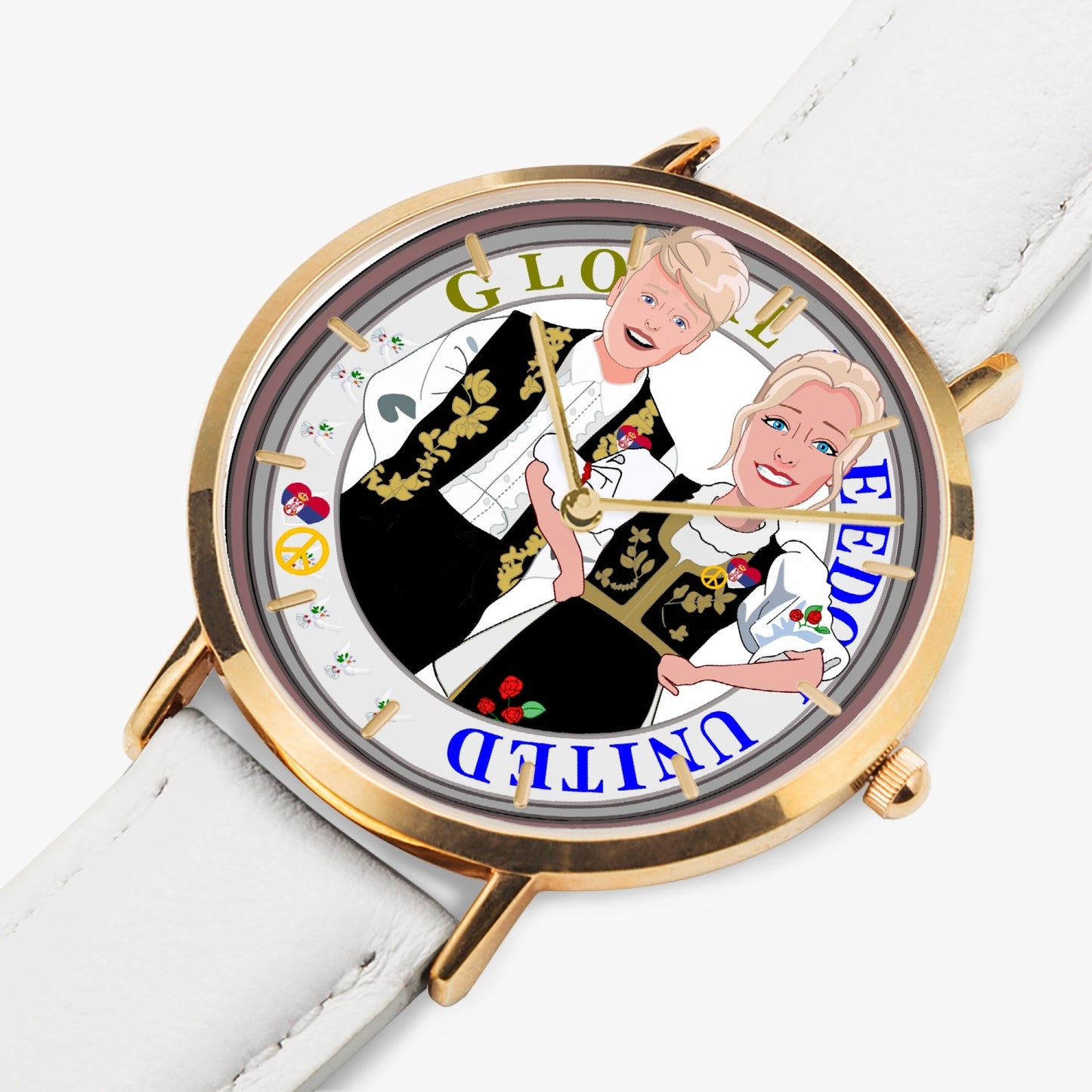 Hot Selling Ultra-Thin Leather Strap Quartz Watch (Rose Gold With Indicators) GLOBAL FREEDOM UNITED© Couple Serbija Black