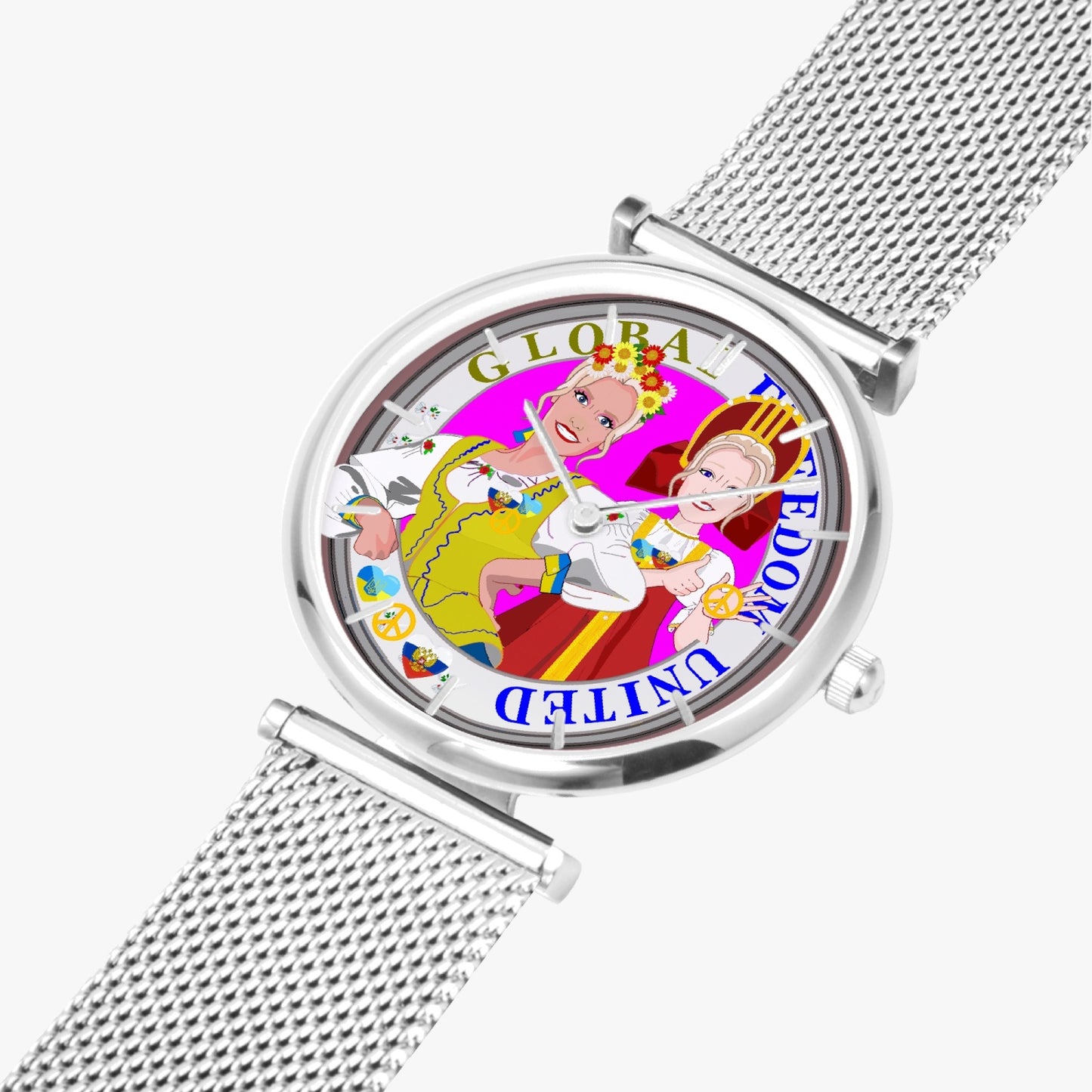GLOBAL FREEDOM UNITED© New Stylish Ultra-Thin Quartz Watch (With Indicators) Women Russia & Ukraina