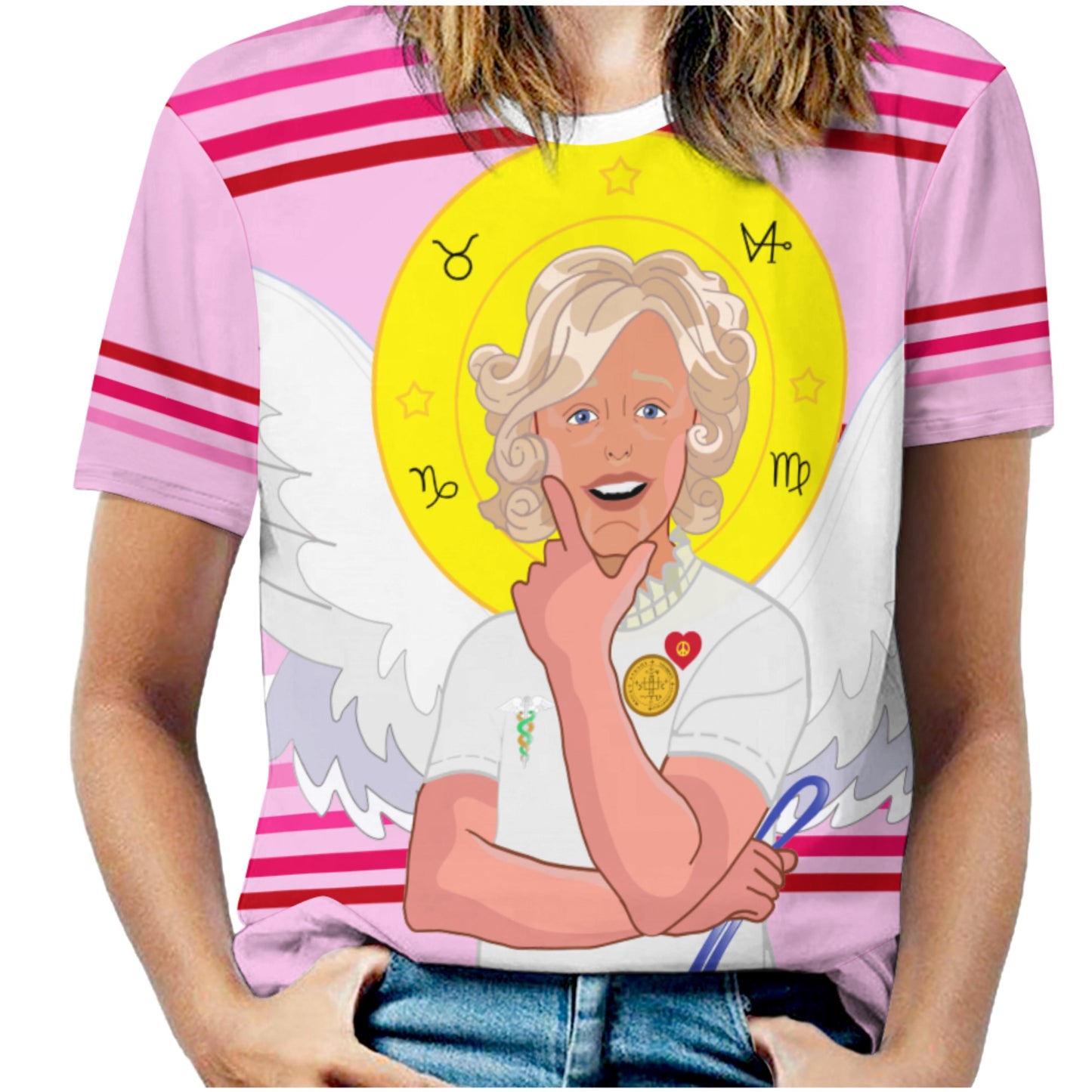 Women´s T-shirt 2 GLOBAL FREEDOM UNITED© Archangel Gabriel Arabic Pink1