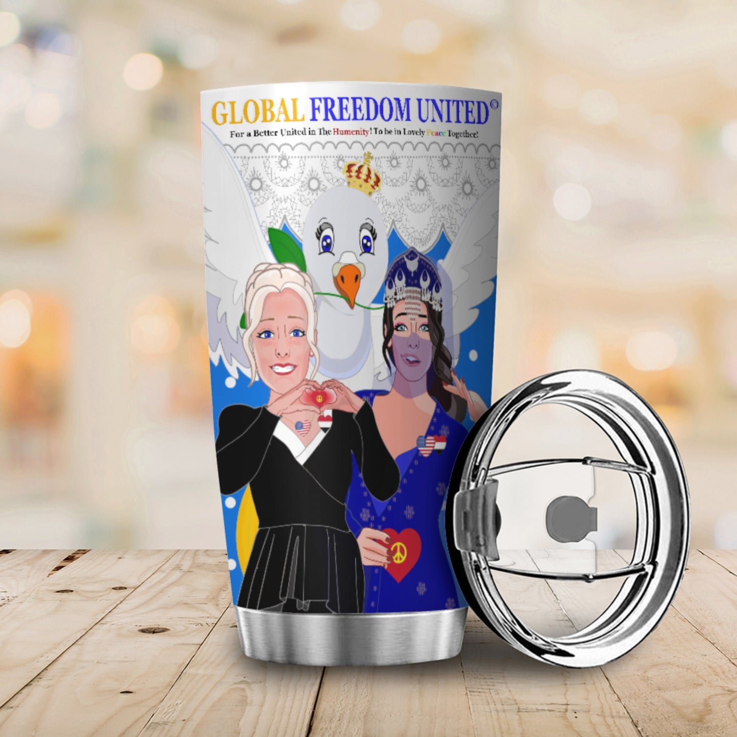 Tumbler GLOBAL FREEDOM UNITED© Women Yemen & USA Blue