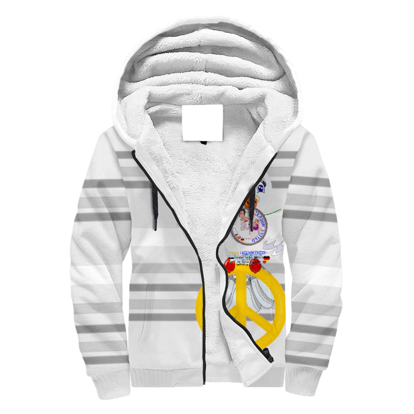 Plush Hoodie GLOBAL FREEDOM UNITED© Women Palestina & Germany Grey