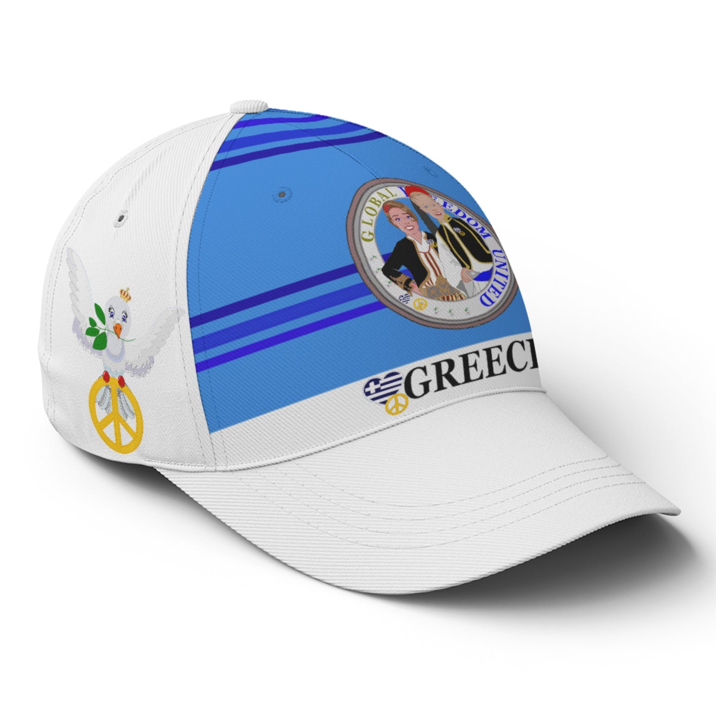 Basketball Cap GLOBAL FREEDOM UNITED© Couple Greece Deep Blue