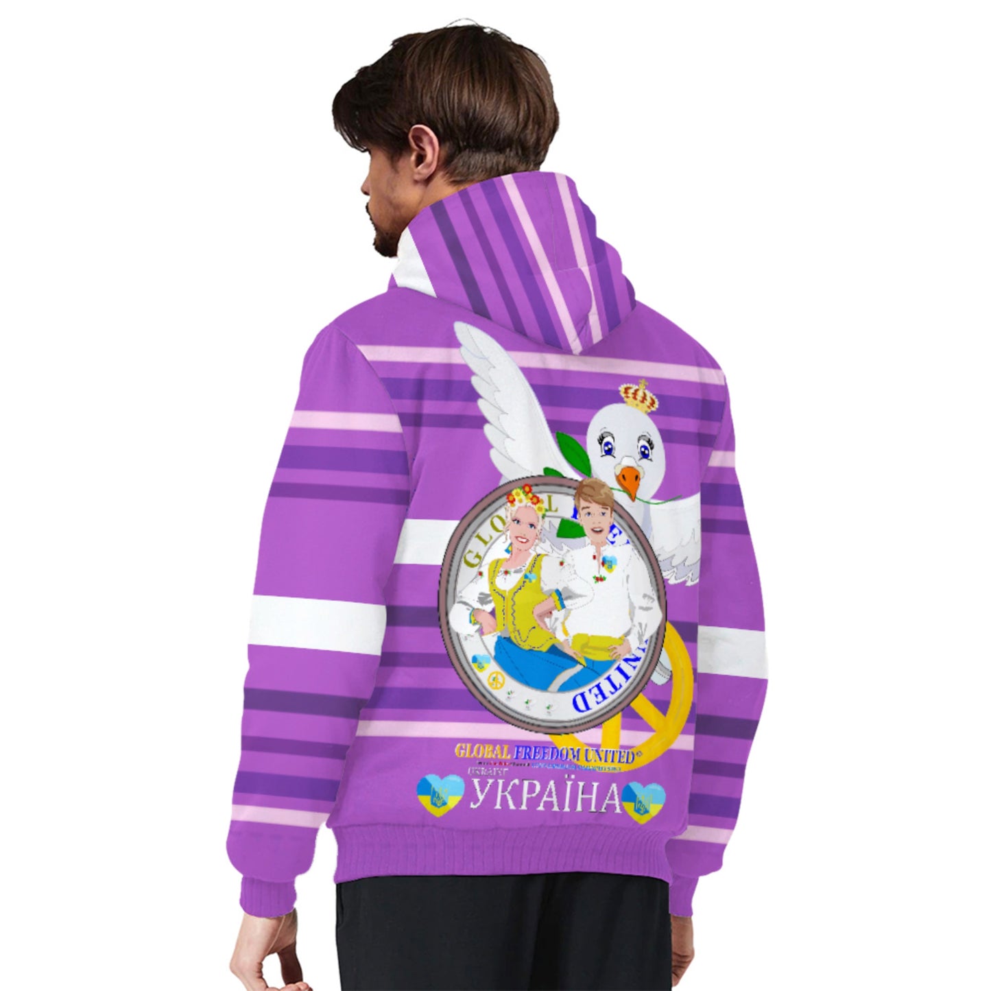 Plush Hoodie GLOBAL FREEDOM UNITED© Couple Ukrain Lilac