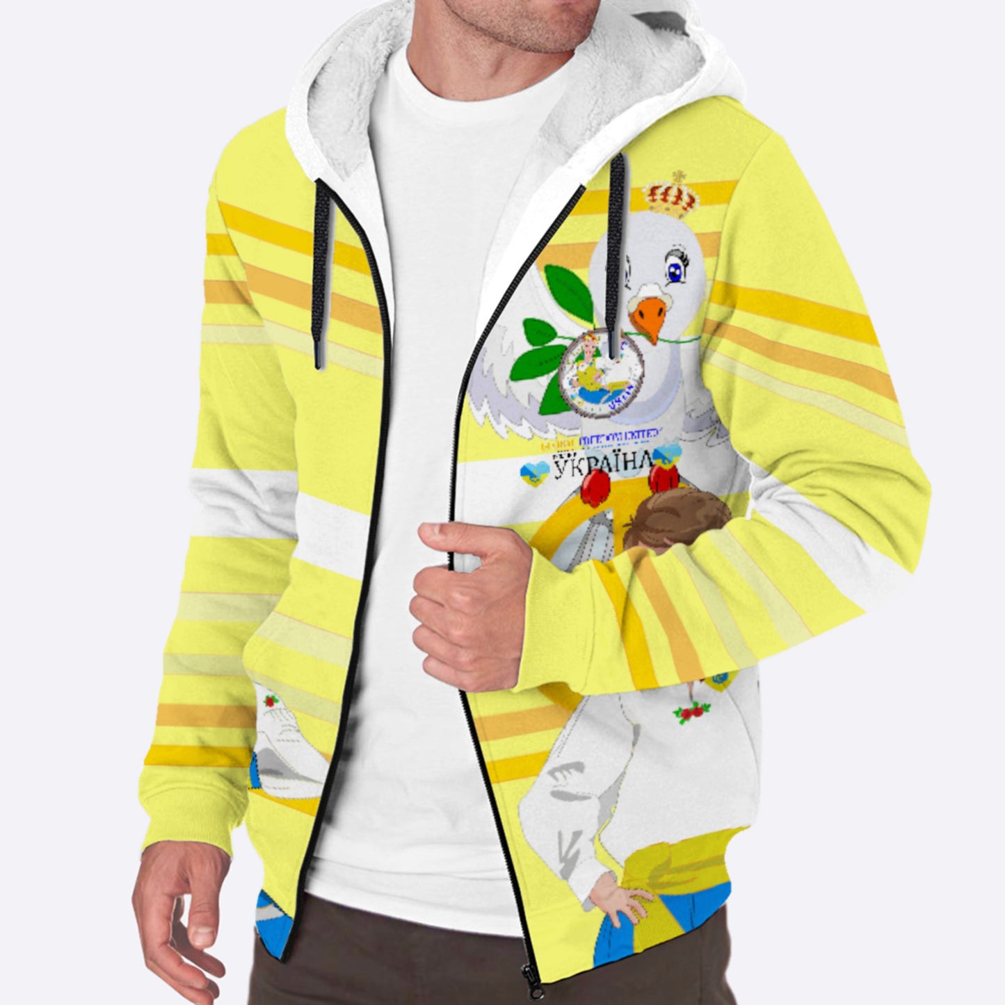 Plush Hoodie GLOBAL FREEDOM UNITED© Couple Ukrain Yellow