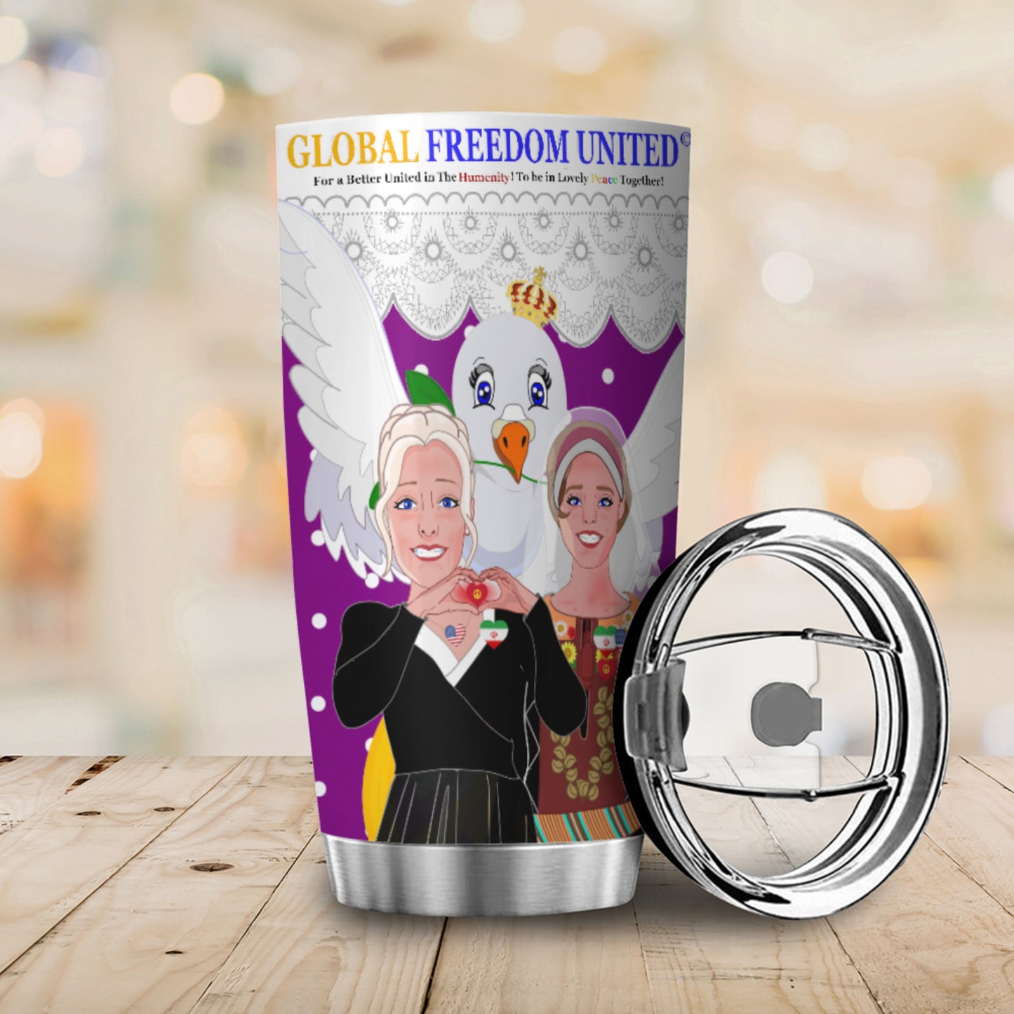 Tumbler GLOBAL FREEDOM UNITED© Women Iran & USA Lilac1