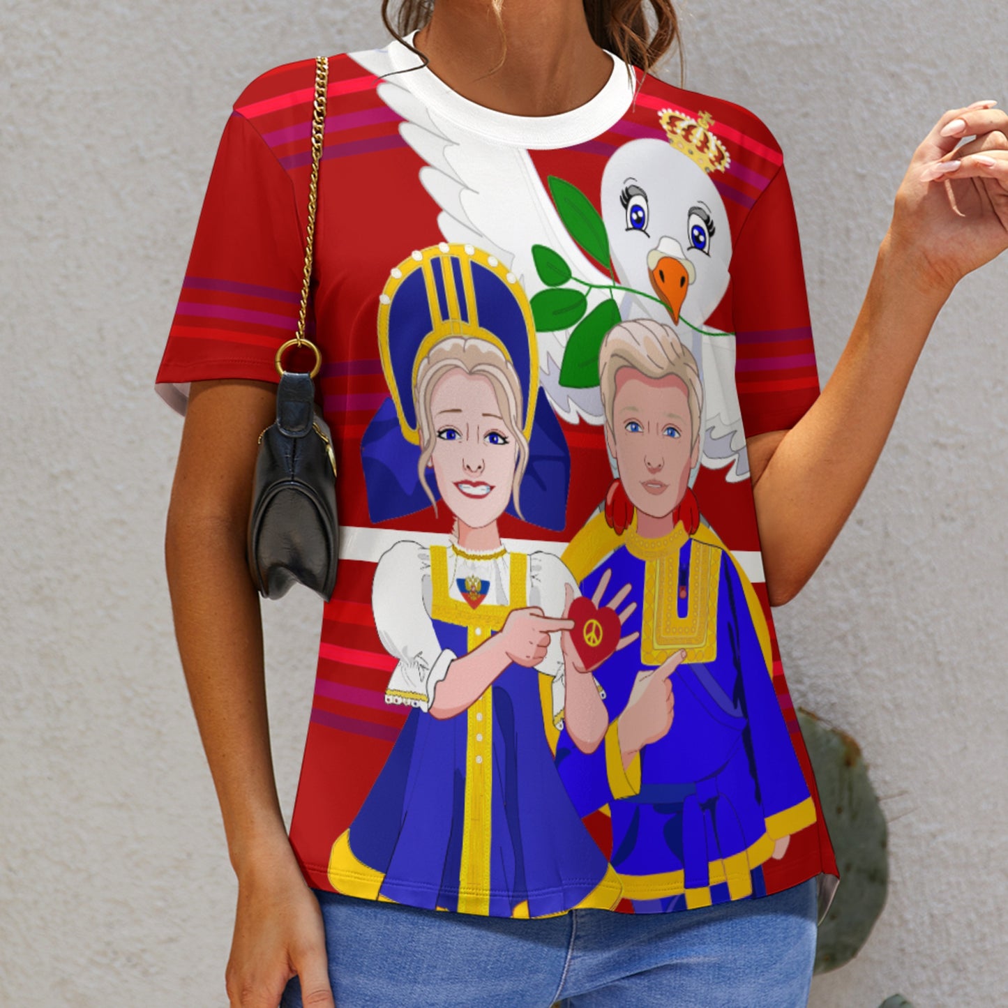 Women´s T-shirt GLOBAL FREEDOM UNITED© Couple Russia Red