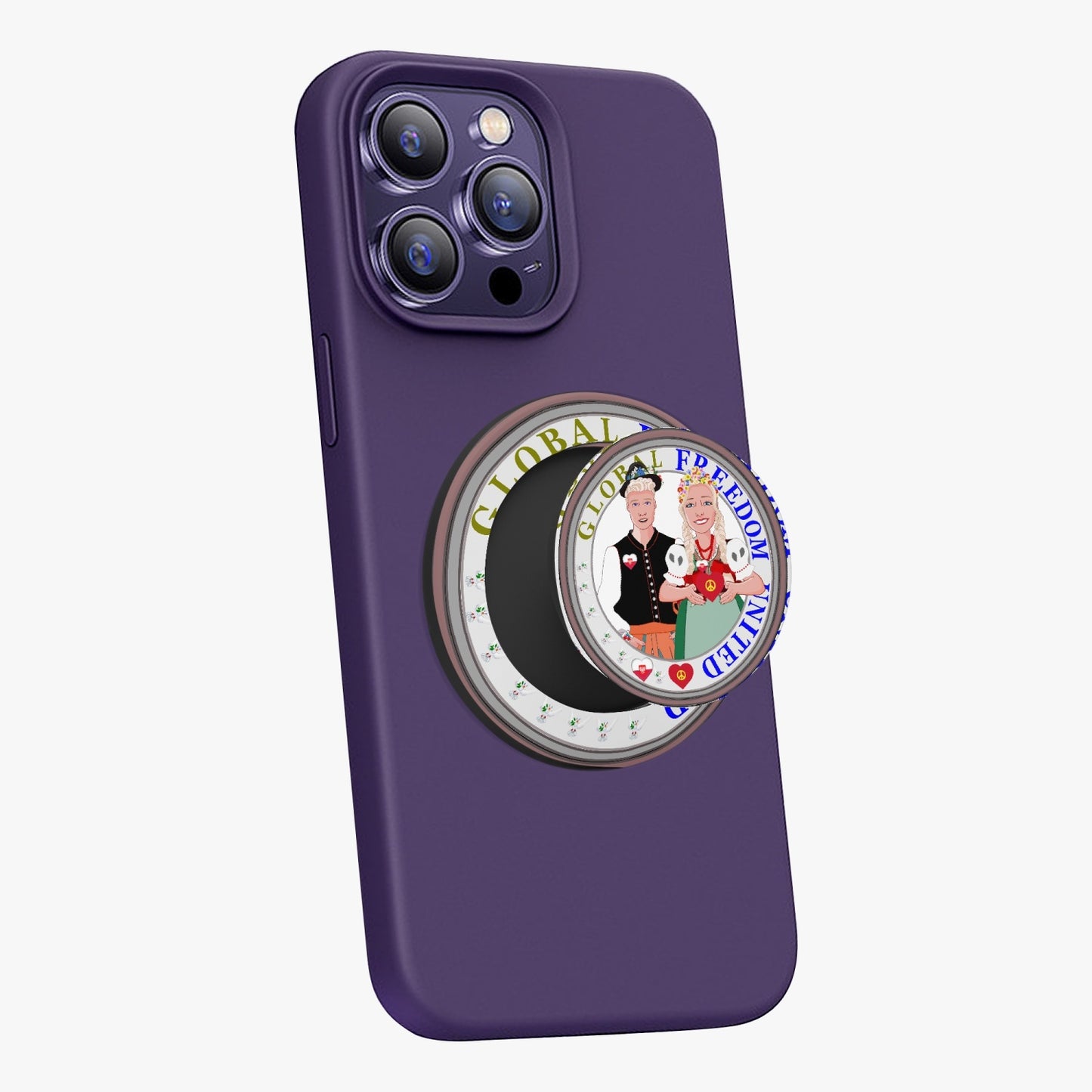GLOBAL FREEDOM UNITED© Couple Poland Magnetic Collapsible Grip And Stand