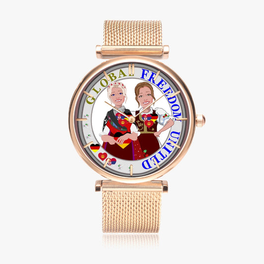 GLOBAL FREEDOM UNITED© New Stylish Ultra-Thin Quartz Watch (With Indicators) Women Serbia & Germany V1