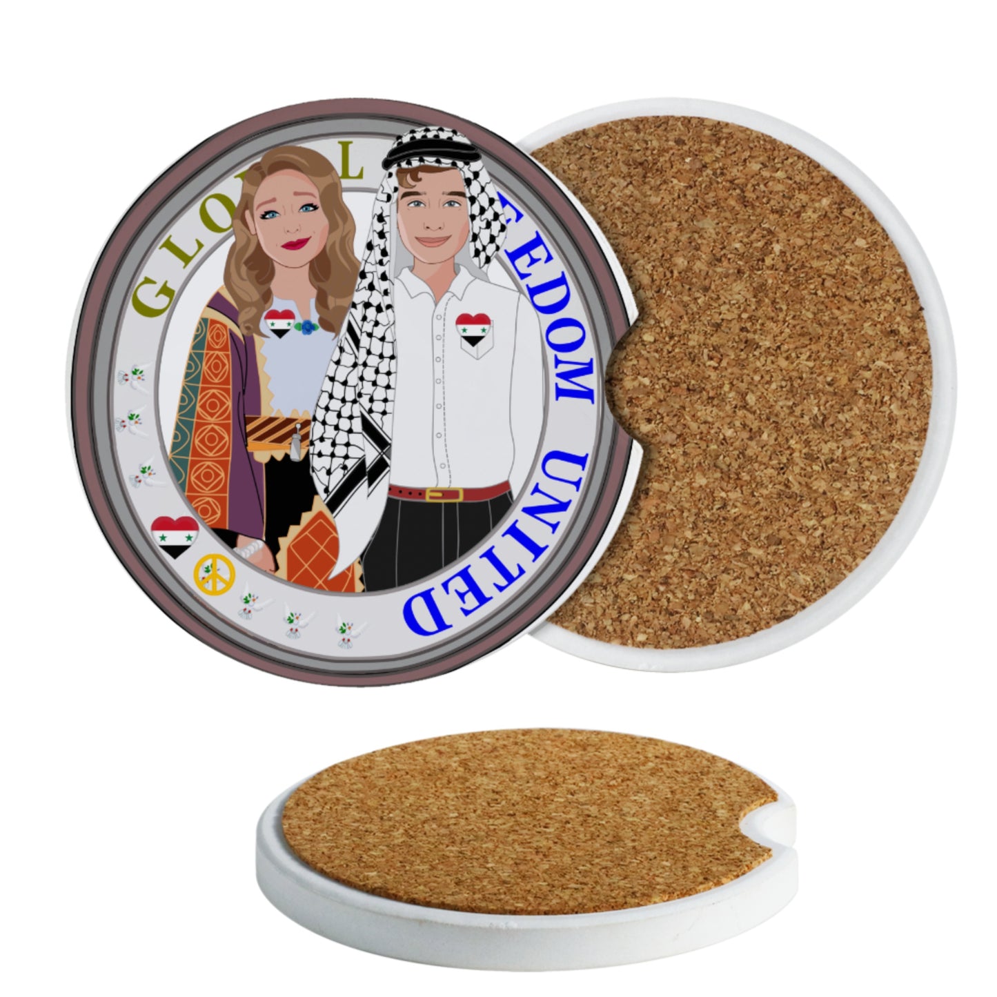 Ceramic Car Coaster GLOBAL FREEDOM UNITED© Couple Syria
