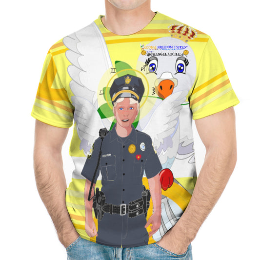 Men´s T-shirt GLOBAL FREEDOM UNITED© Archangel Michael As Policemen Yellow